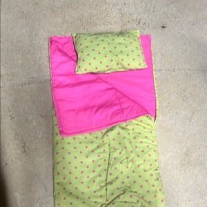 Polka Dot sleeping bag for american girl doll Green and Pink